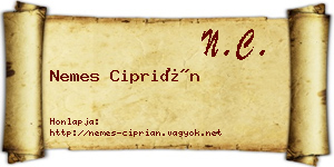 Nemes Ciprián névjegykártya